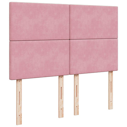 Ottoman bed met matrassen 140x200cm fluweel roze