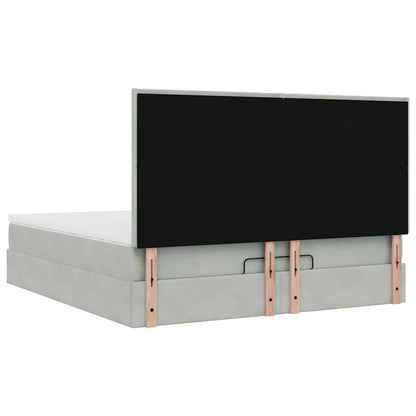 Ottoman bed met matrassen 160x200cm fluweel lichtgrijs