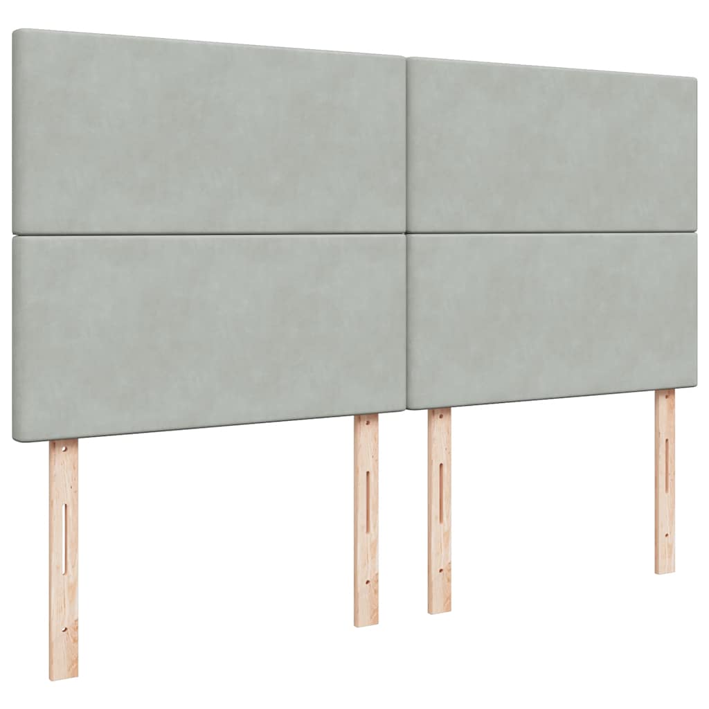Ottoman bed met matrassen 160x200cm fluweel lichtgrijs