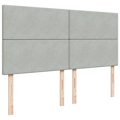 Ottoman bed met matrassen 160x200cm fluweel lichtgrijs