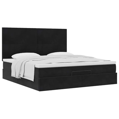 Ottoman bed met matrassen 160x200cm fluweel zwart