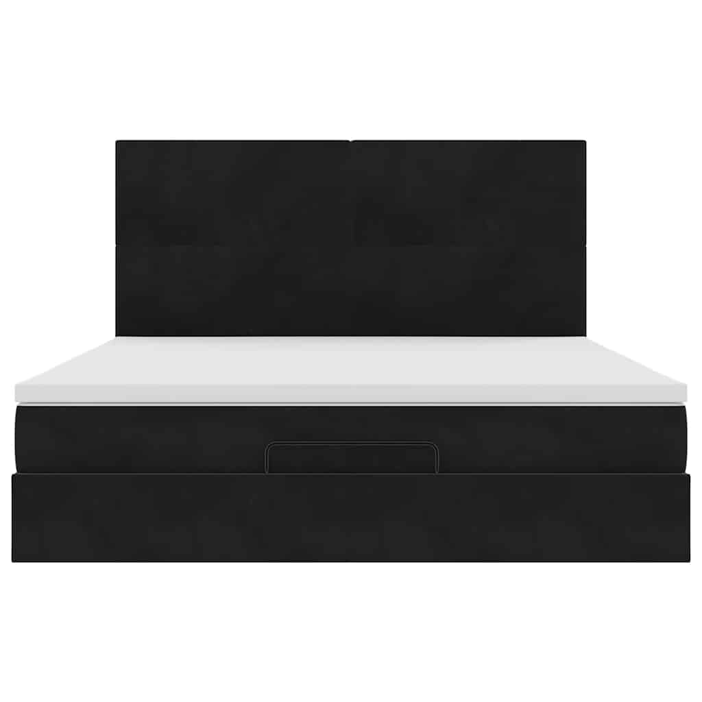 Ottoman bed met matrassen 160x200cm fluweel zwart