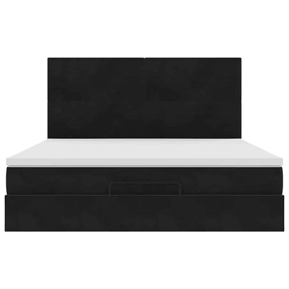 Ottoman bed met matrassen 160x200cm fluweel zwart