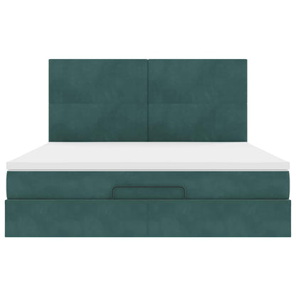 Ottoman bed met matrassen 160x200cm fluweel donkergroen