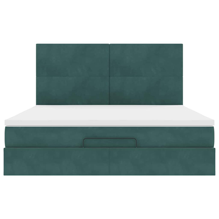 Ottoman bed met matrassen 160x200cm fluweel donkergroen