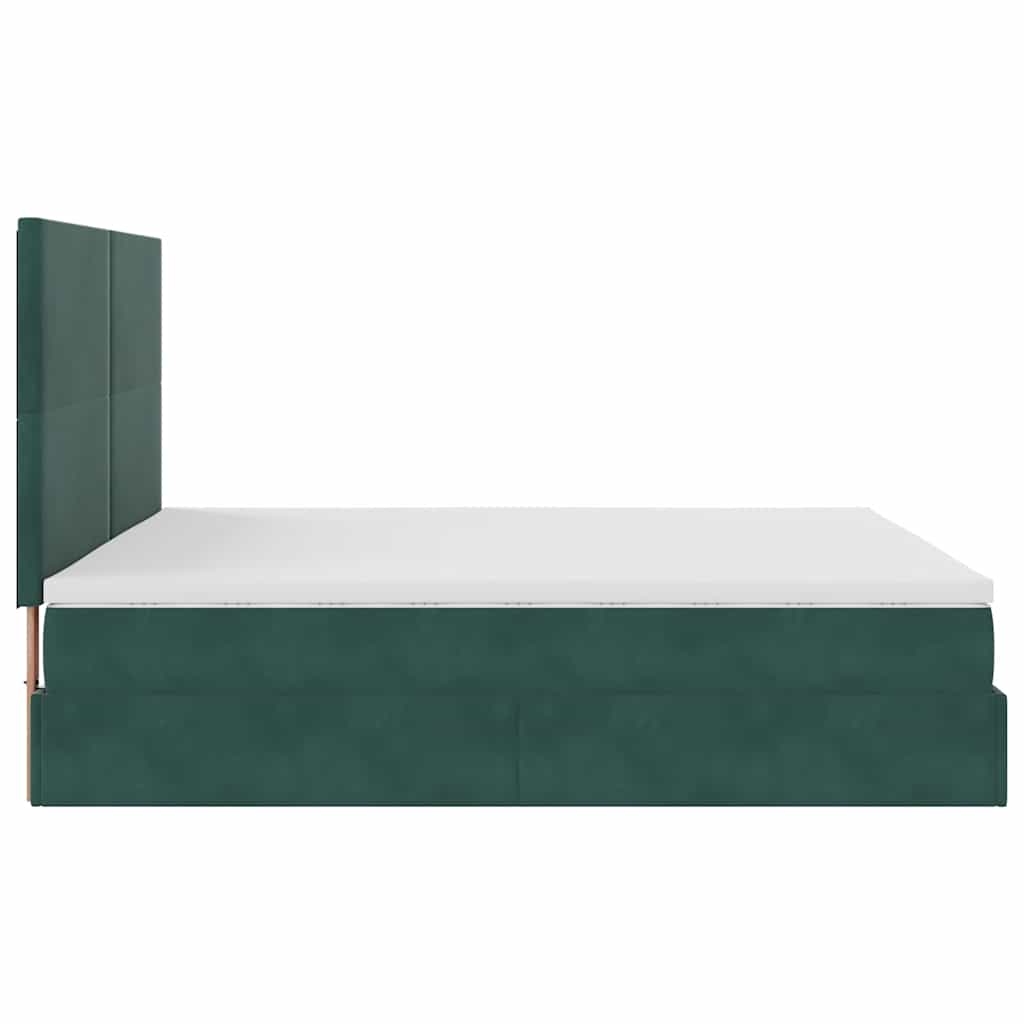 Ottoman bed met matrassen 160x200cm fluweel donkergroen