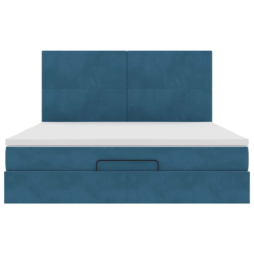 Ottoman bed met matrassen 160x200cm fluweel donkerblauw