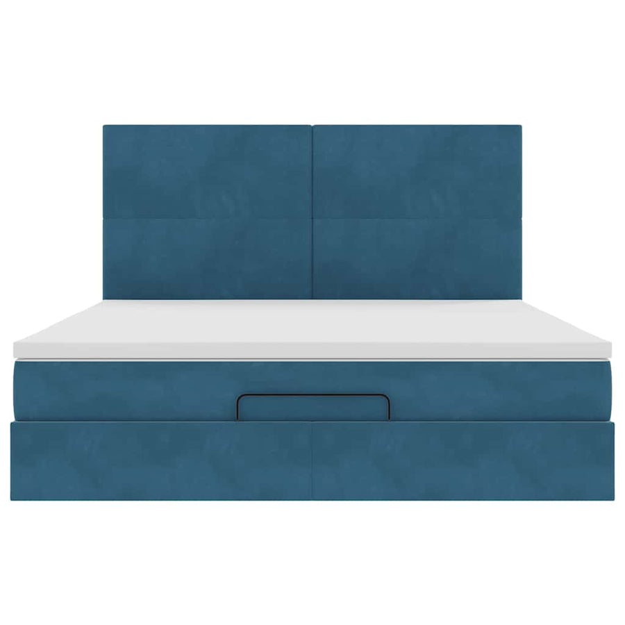 Ottoman bed met matrassen 160x200cm fluweel donkerblauw