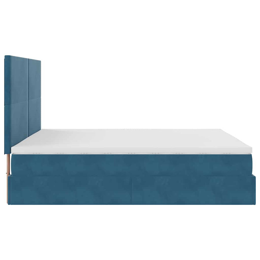 Ottoman bed met matrassen 160x200cm fluweel donkerblauw
