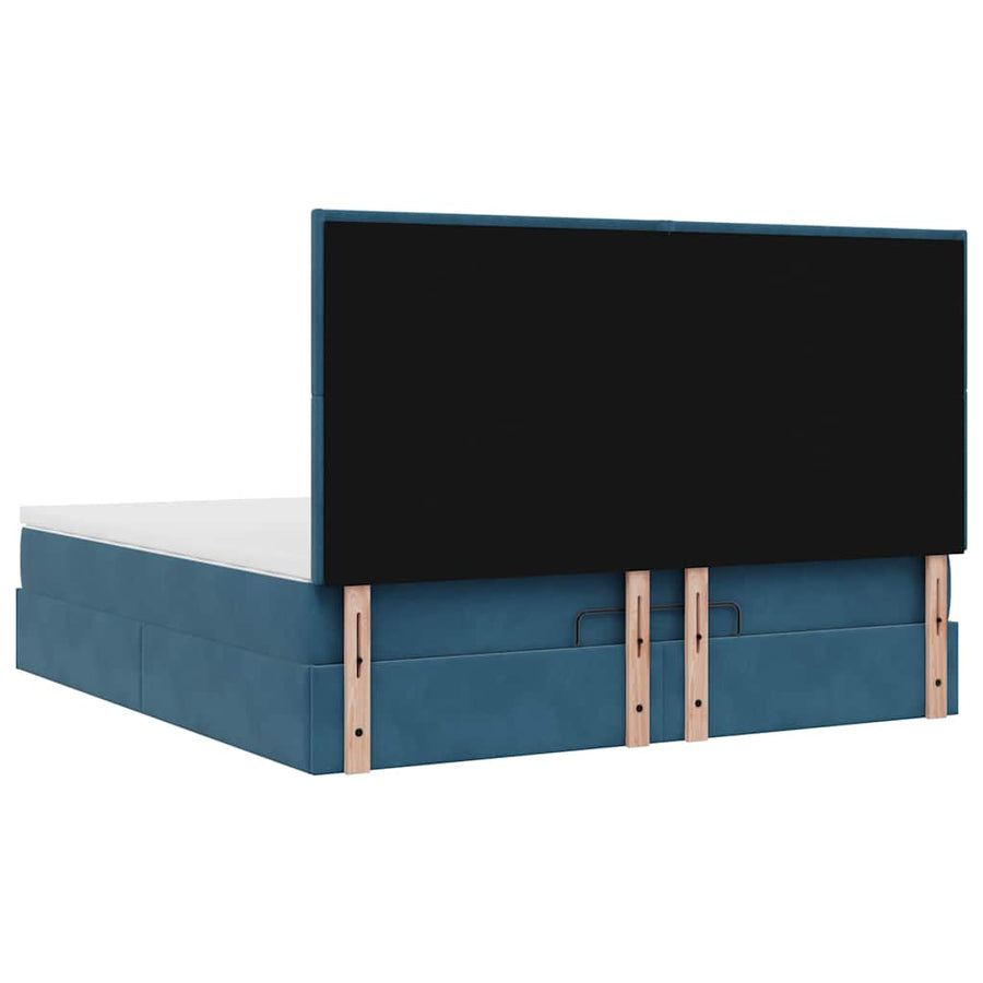 Ottoman bed met matrassen 160x200cm fluweel donkerblauw