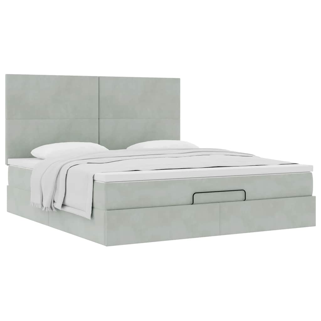 Ottoman bed met matrassen 180x200cm fluweel lichtgrijs