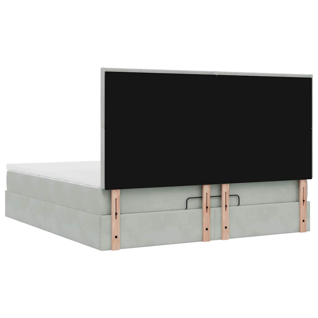 Ottoman bed met matrassen 180x200cm fluweel lichtgrijs