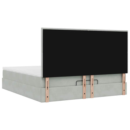 Ottoman bed met matrassen 180x200cm fluweel lichtgrijs