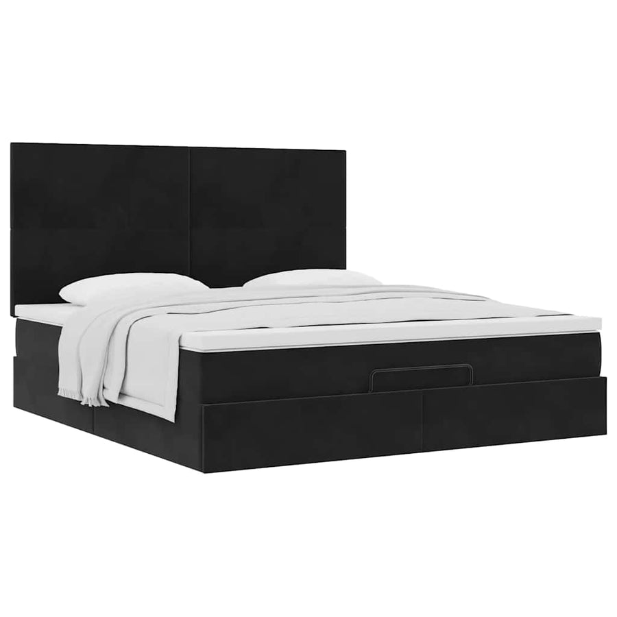 Ottoman bed met matrassen 180x200cm fluweel zwart