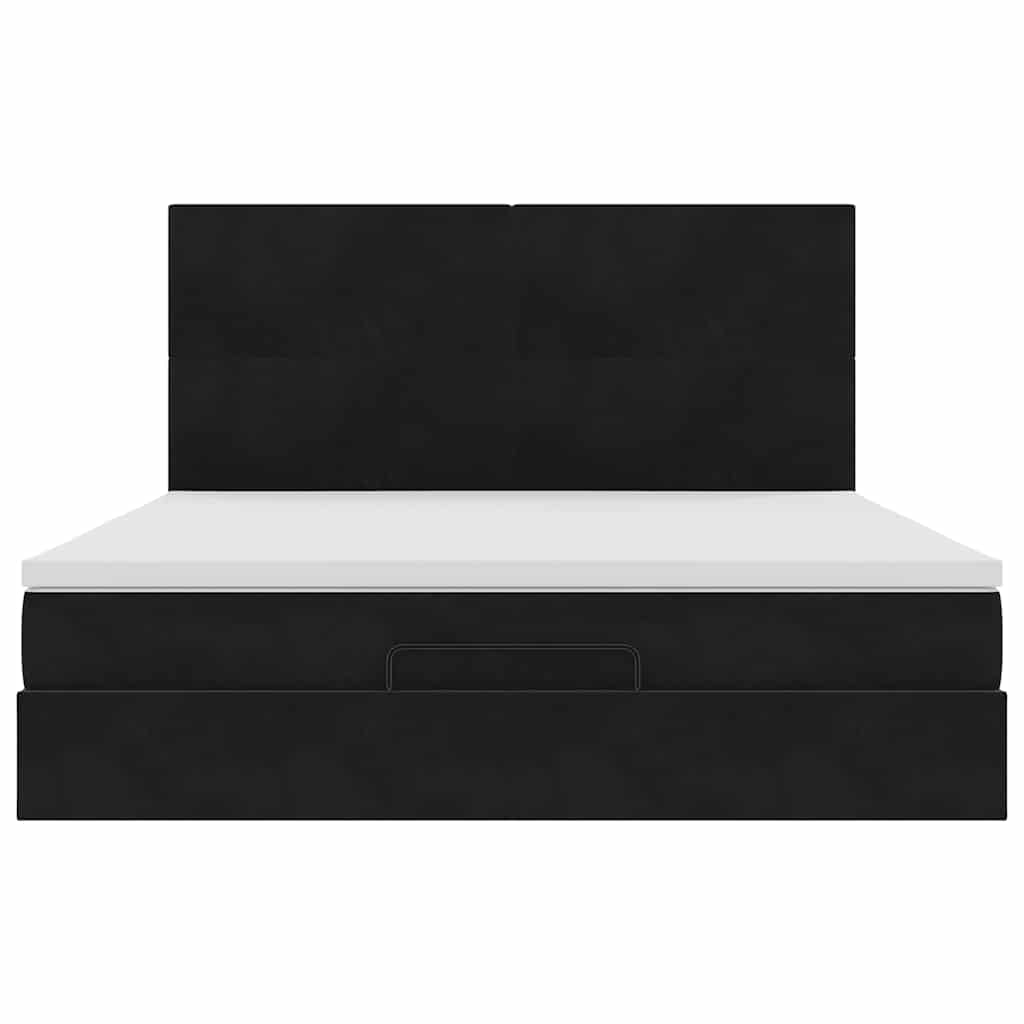 Ottoman bed met matrassen 180x200cm fluweel zwart