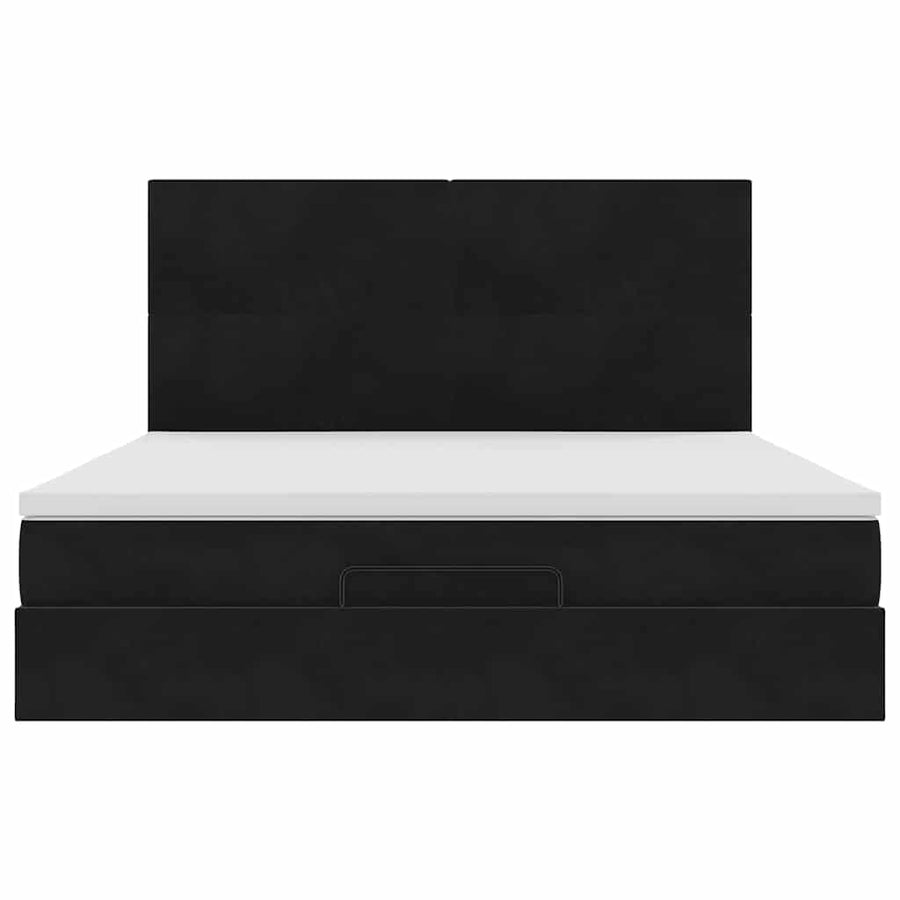 Ottoman bed met matrassen 180x200cm fluweel zwart