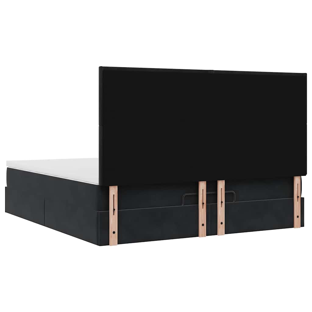 Ottoman bed met matrassen 180x200cm fluweel zwart