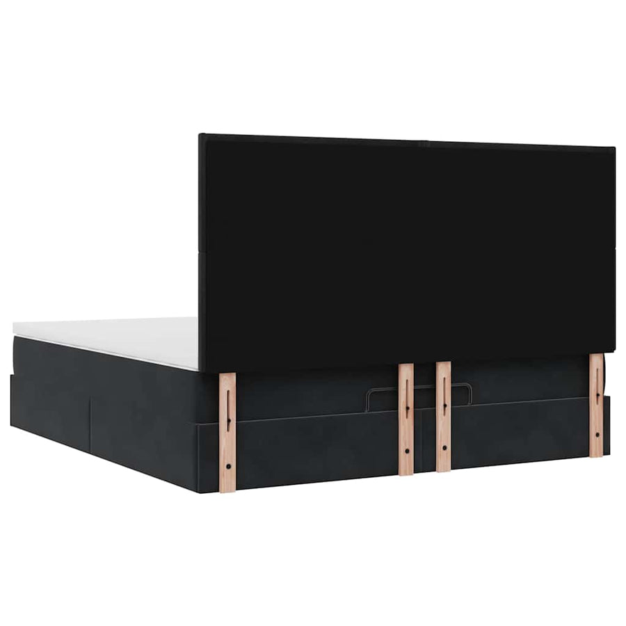 Ottoman bed met matrassen 180x200cm fluweel zwart