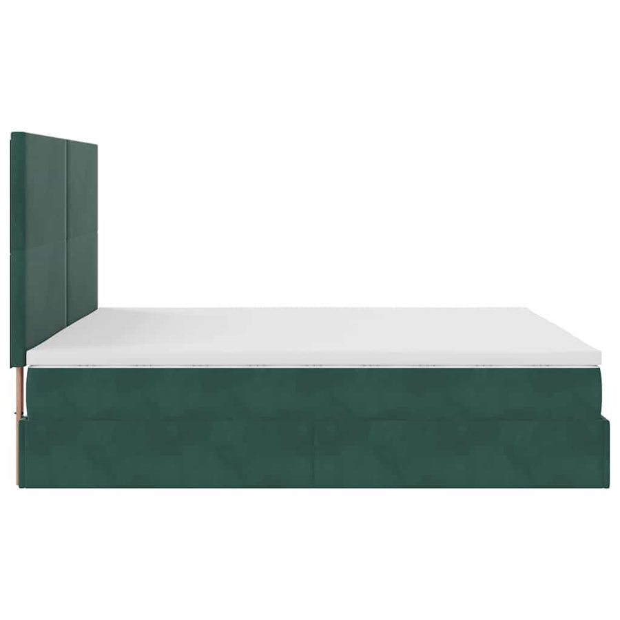 Ottoman bed met matrassen 180x200cm fluweel donkergroen