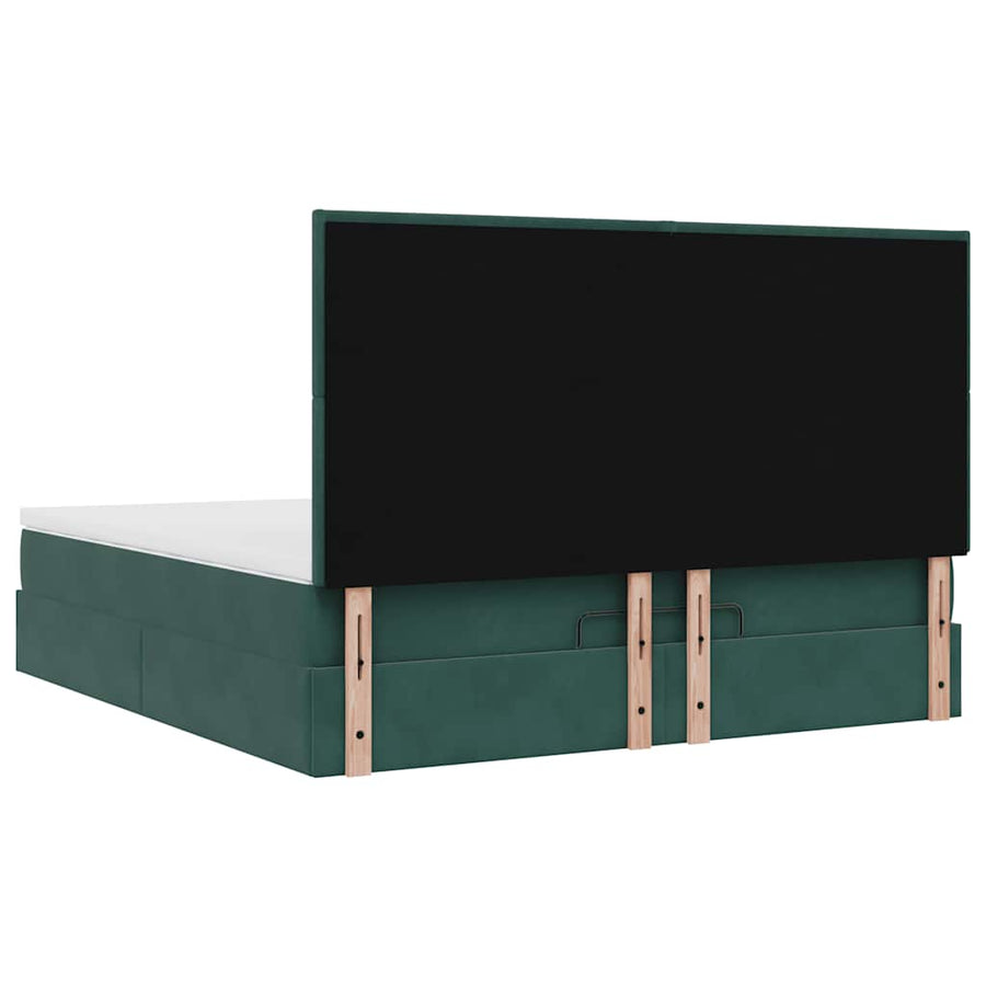 Ottoman bed met matrassen 180x200cm fluweel donkergroen