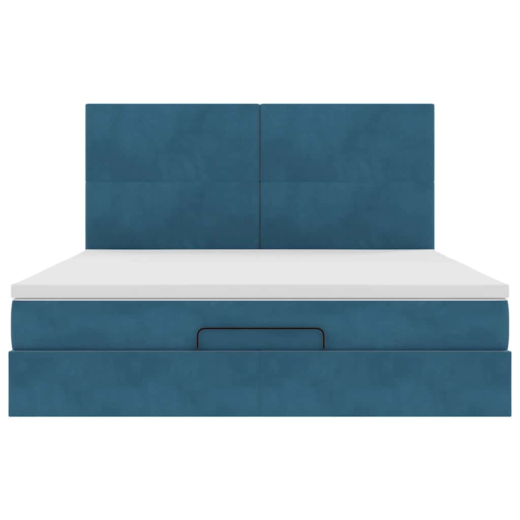Ottoman bed met matrassen 180x200cm fluweel donkerblauw