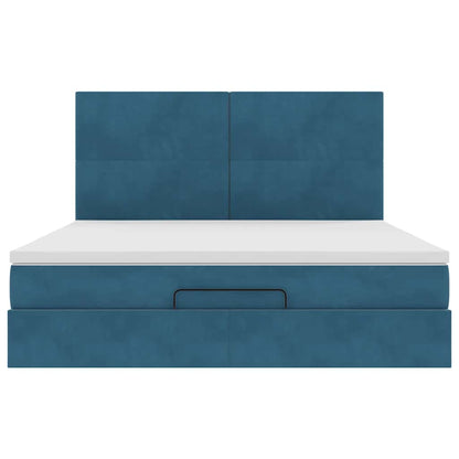 Ottoman bed met matrassen 180x200cm fluweel donkerblauw