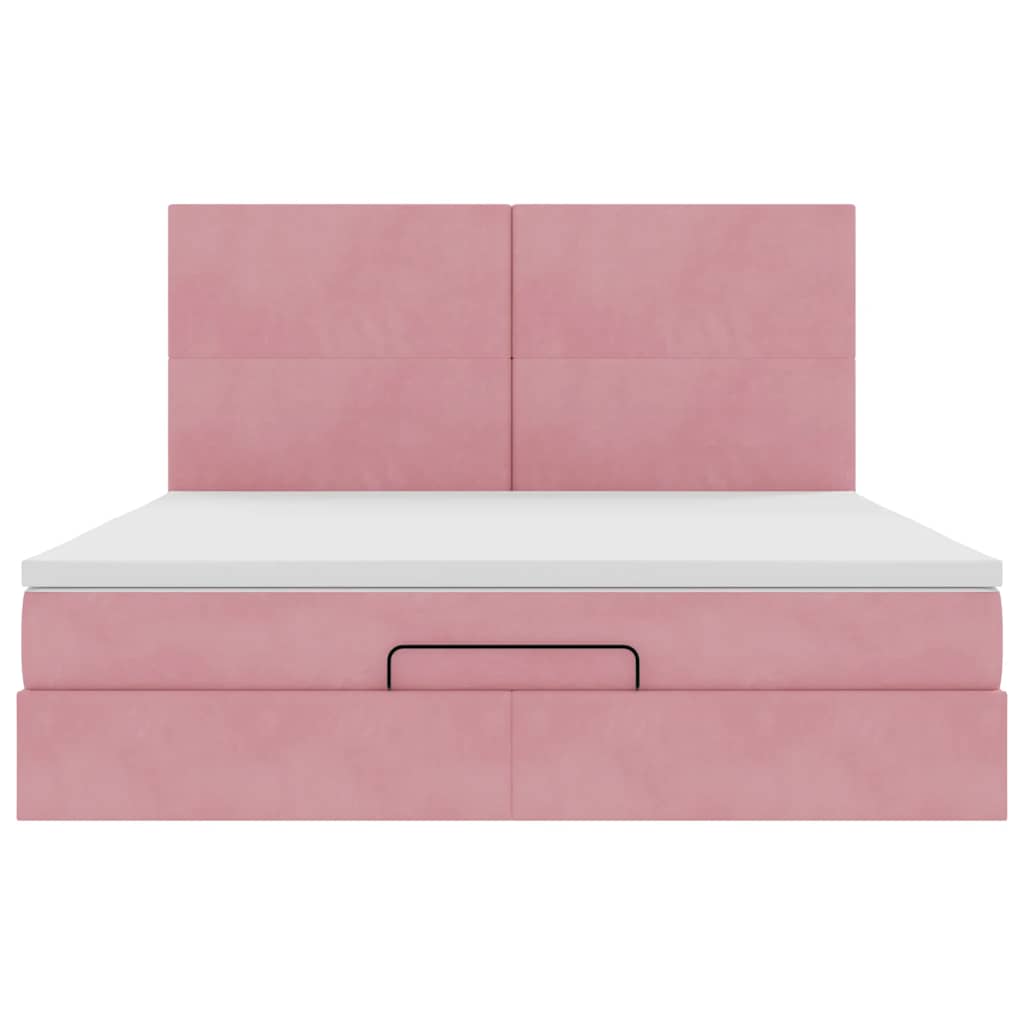 Ottoman bed met matrassen 180x200cm fluweel roze
