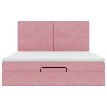 Ottoman bed met matrassen 180x200cm fluweel roze