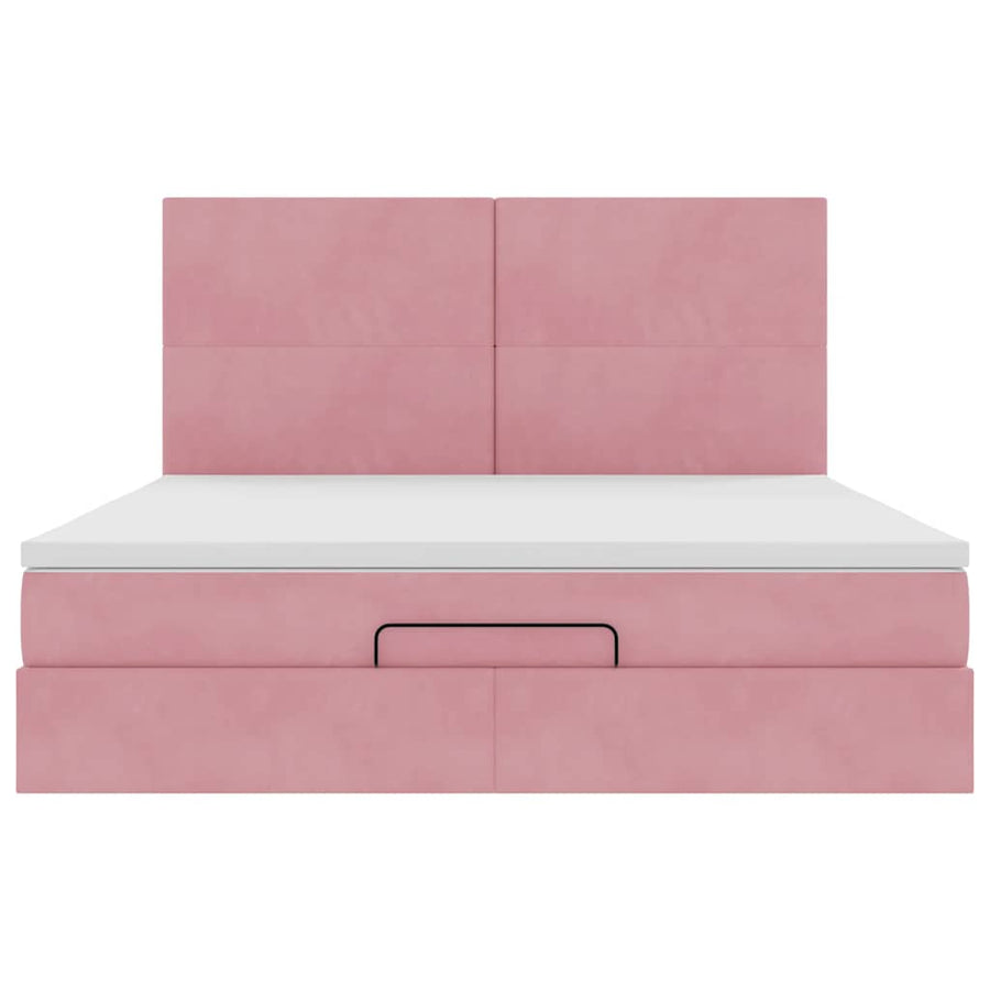 Ottoman bed met matrassen 180x200cm fluweel roze