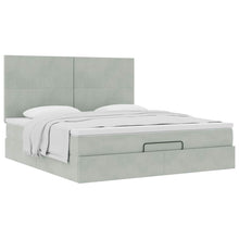 Ottoman bed met matrassen 200x200cm fluweel lichtgrijs