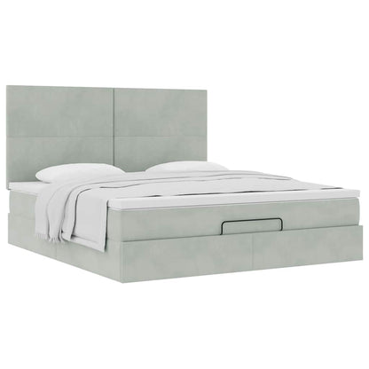 Ottoman bed met matrassen 200x200cm fluweel lichtgrijs