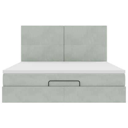 Ottoman bed met matrassen 200x200cm fluweel lichtgrijs