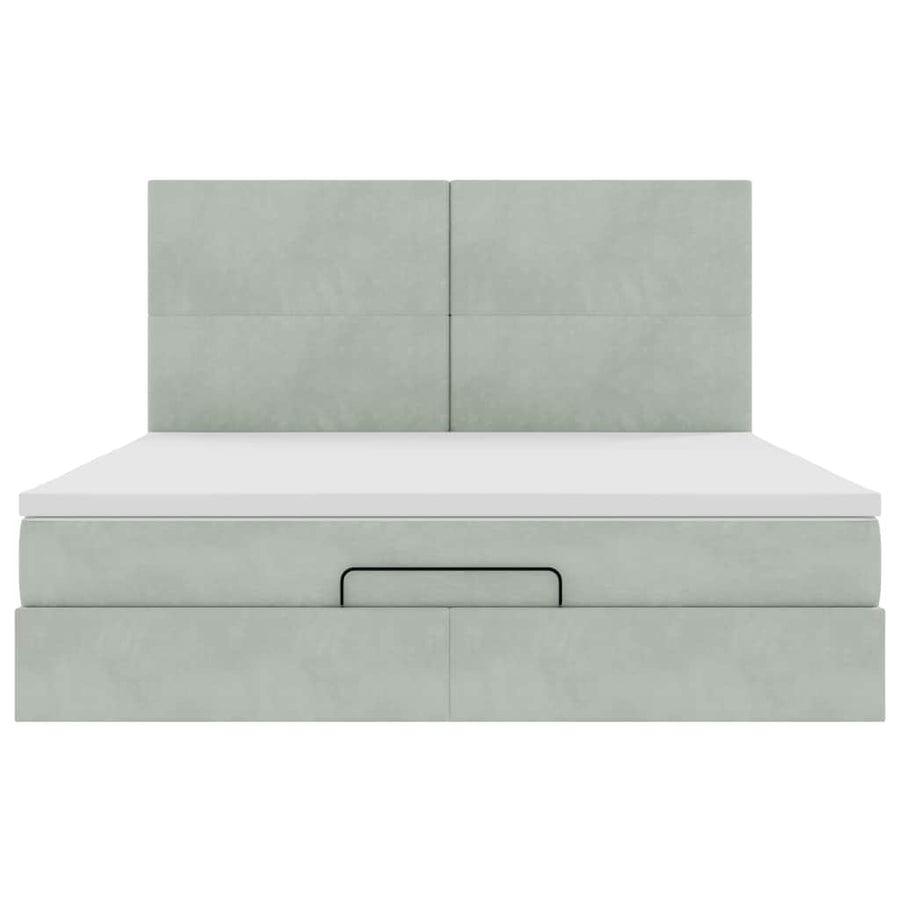 Ottoman bed met matrassen 200x200cm fluweel lichtgrijs