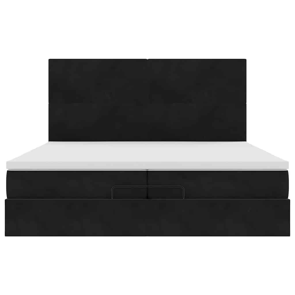 Ottoman bed met matrassen 200x200cm fluweel zwart
