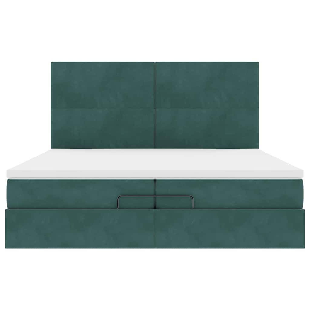 Ottoman bed met matrassen 200x200cm fluweel donkergroen
