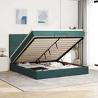 Ottoman bed with mattresses 200x200cm velvet dark green