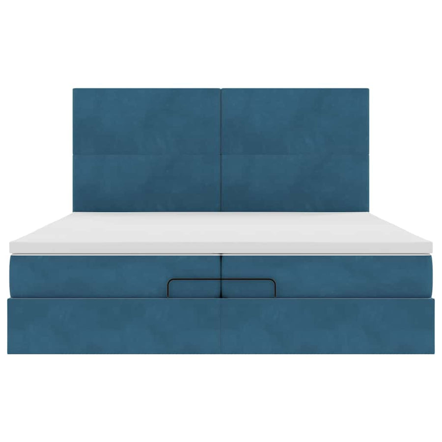 Ottoman Bed Met Matrassen 200X200Cm Fluweel 200 x 200 cm Donkerblauw