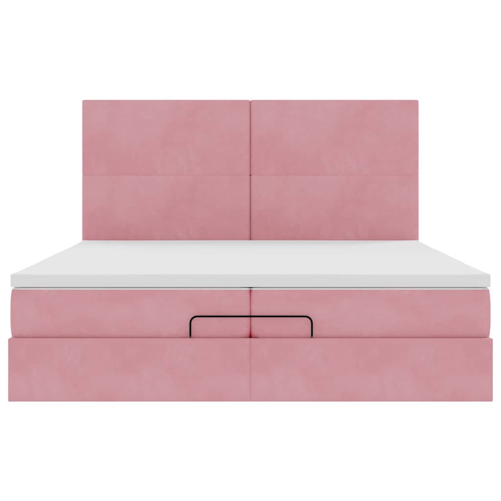 Ottoman bed met matrassen 200x200cm fluweel roze