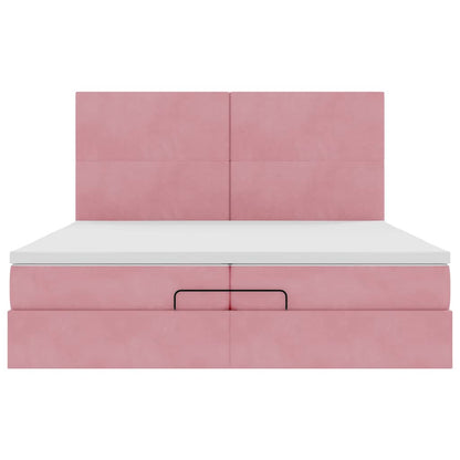 Ottoman bed met matrassen 200x200cm fluweel roze