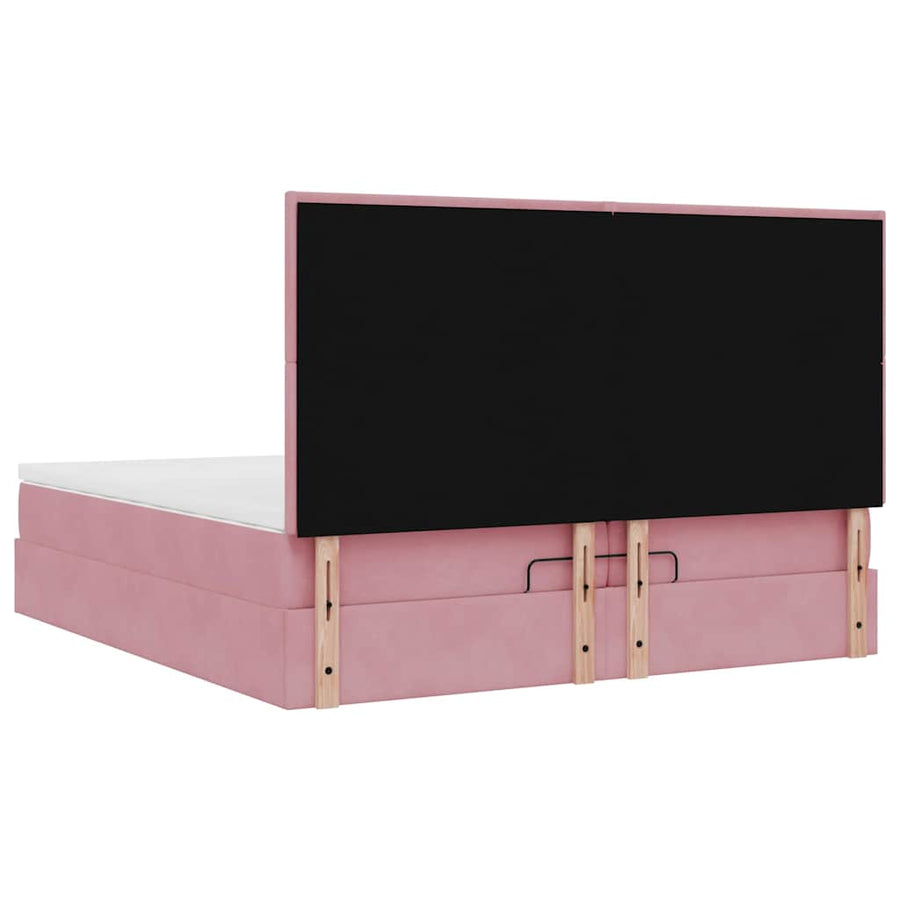 Ottoman bed met matrassen 200x200cm fluweel roze