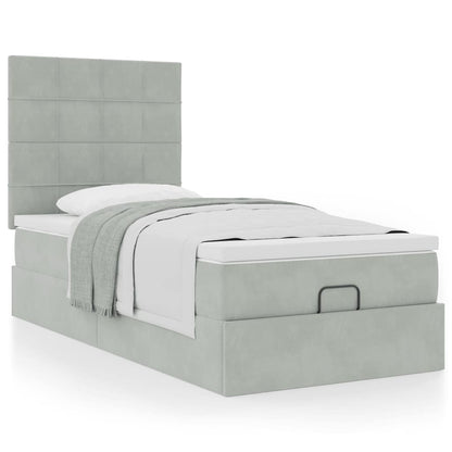 Ottoman bed met matrassen 80x200cm fluweel lichtgrijs