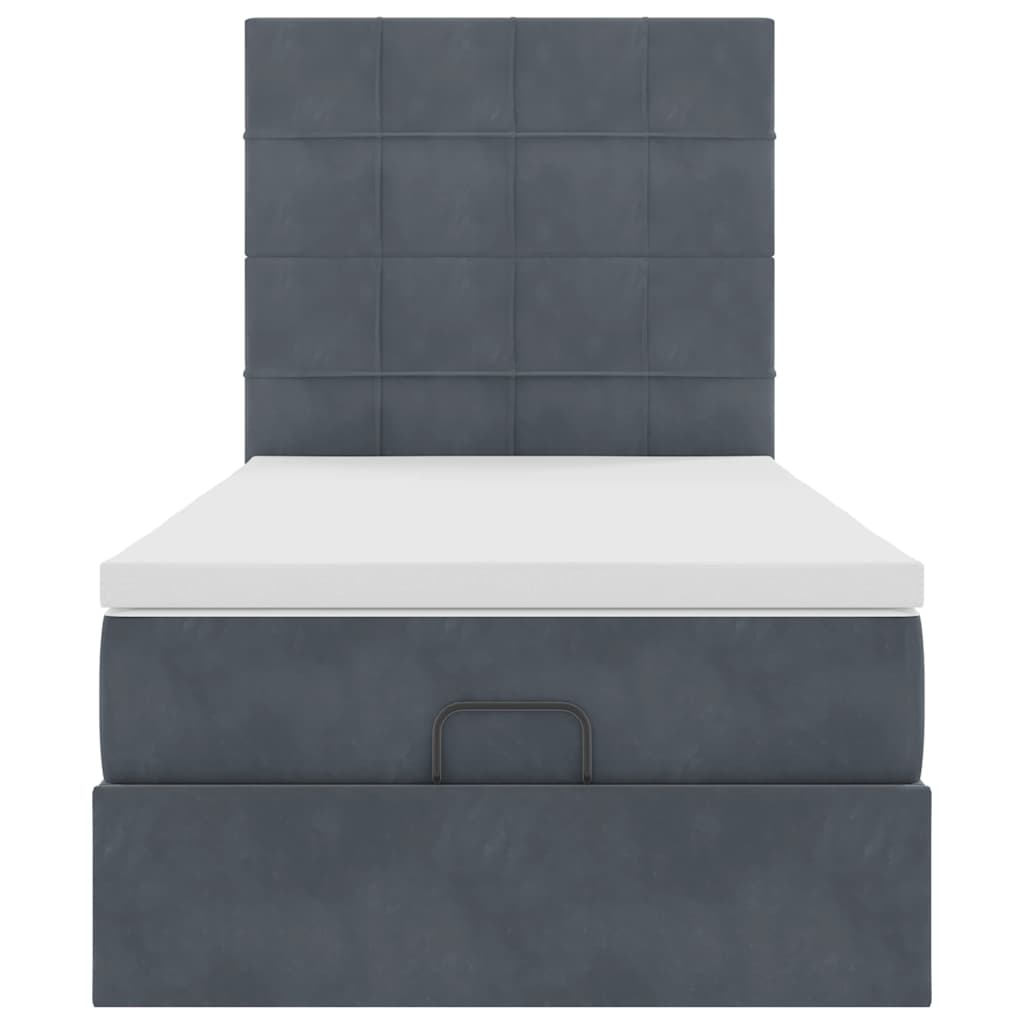 Ottoman bed met matrassen 80x200cm fluweel donkergrijs