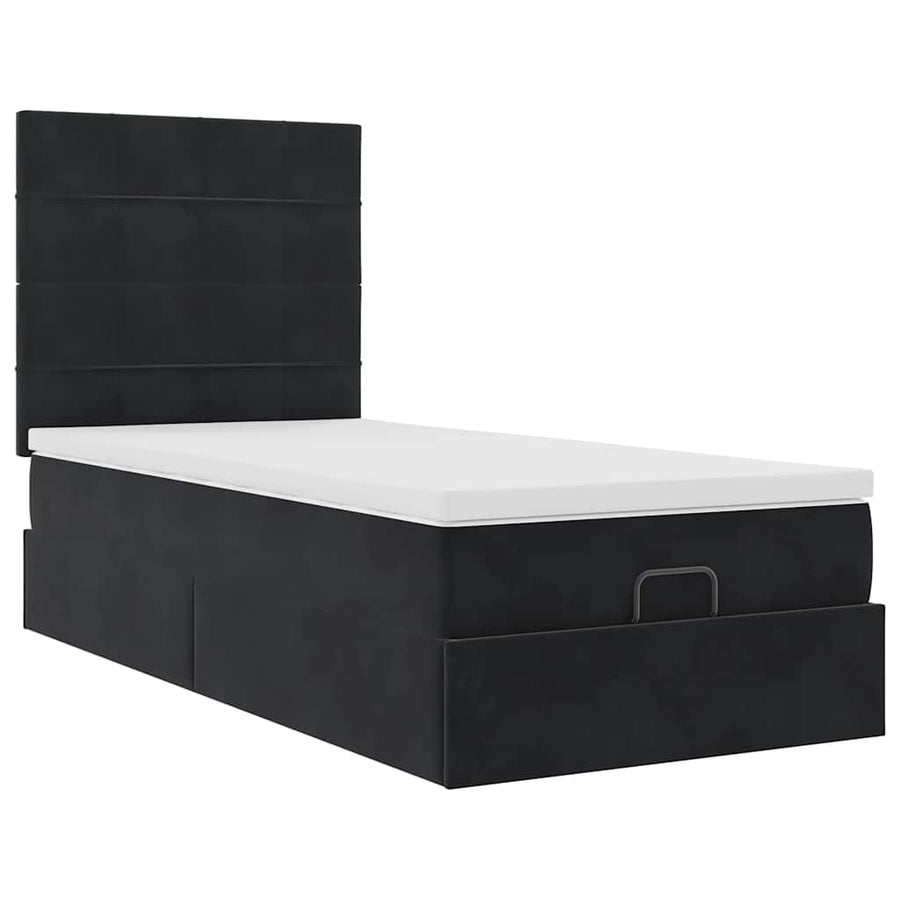 Ottoman bed met matrassen 80x200cm fluweel zwart