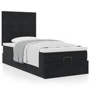 Ottoman bed with mattresses 80x200cm velvet black