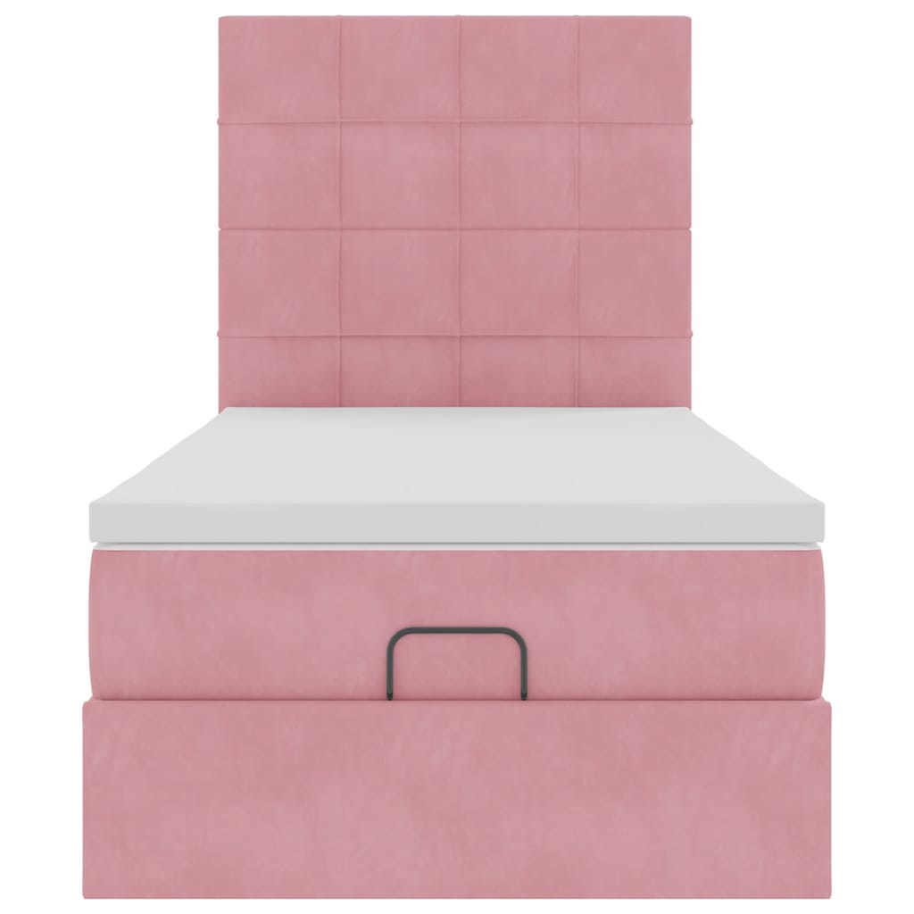 Ottoman bed met matrassen 80x200cm fluweel roze