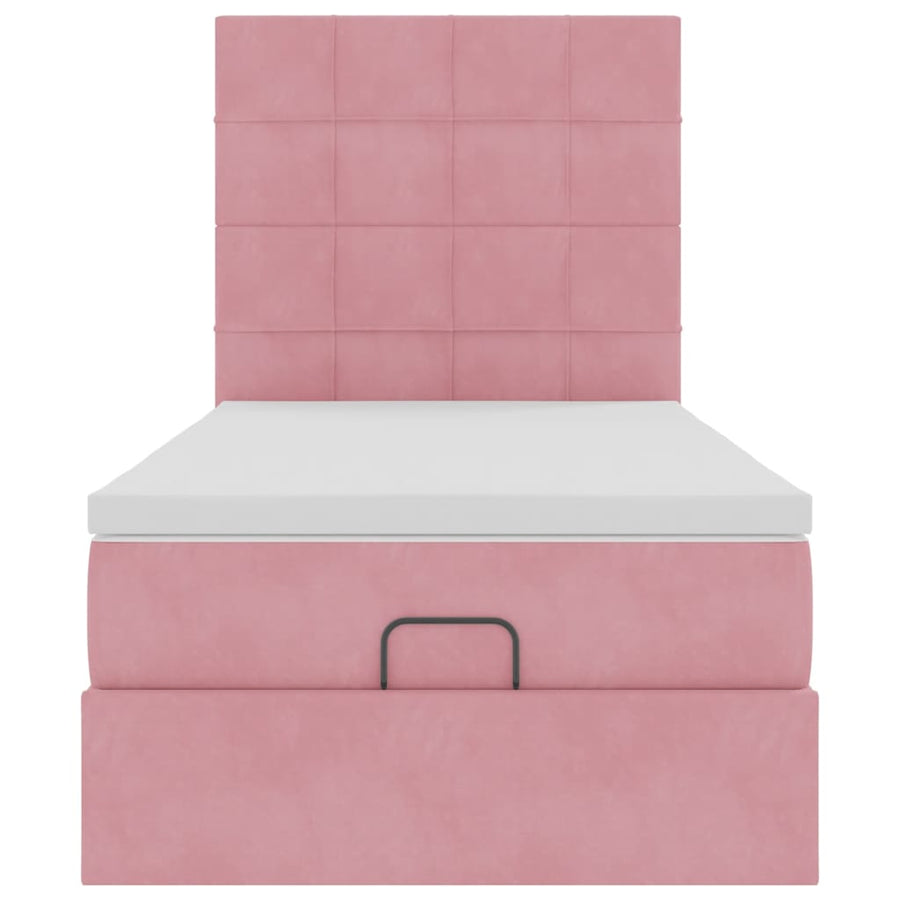 Ottoman bed met matrassen 80x200cm fluweel roze