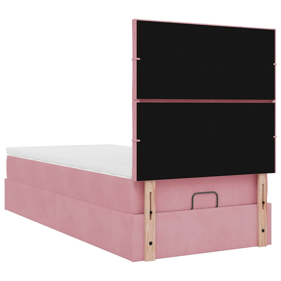 Ottoman bed met matrassen 80x200cm fluweel roze