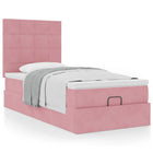 Ottoman bed with mattresses 80x200cm velvet pink