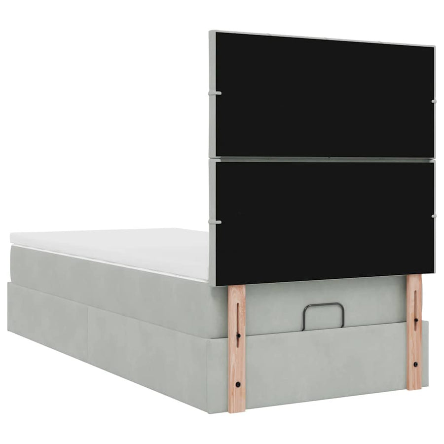 Ottoman bed met matrassen 90x190cm fluweel lichtgrijs