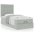 Ottoman bed met matrassen 90x190cm fluweel lichtgrijs